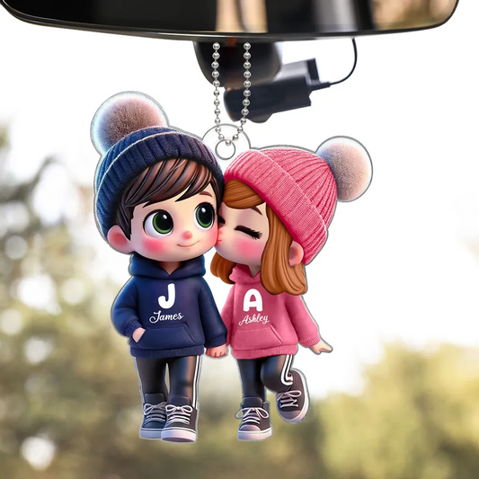 Pendentif de voiture personnalisé – Adorables amoureux