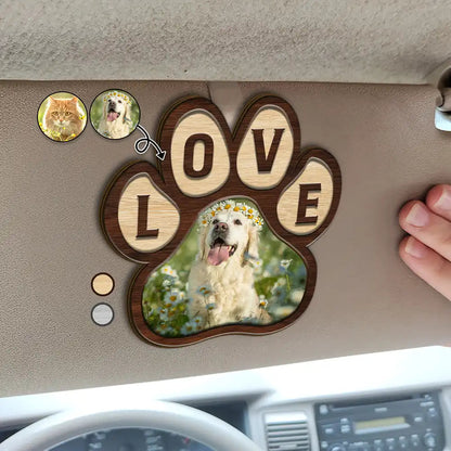 Clip pare-soleil avec photo et motif patte – Cadeau pour animal de compagnie