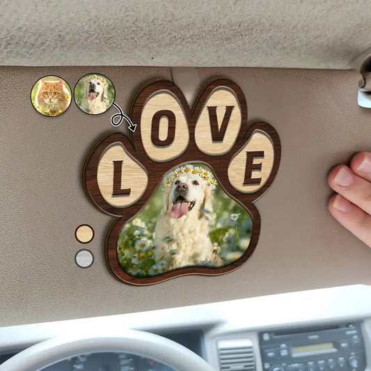 Clip pare-soleil avec photo et motif patte – Cadeau pour animal de compagnie