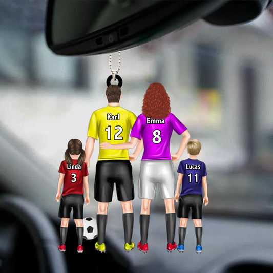 Famille de football – Pendentif en acrylique personnalisé avec parents et enfants