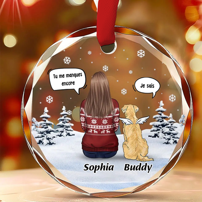 Orement en verre personnalisé Décoration de sapin de Noël Deuil pour chien et chat