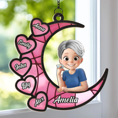 Attrape-soleil personnalisé avec motif de lune – Cadeau pour Mamie et Maman