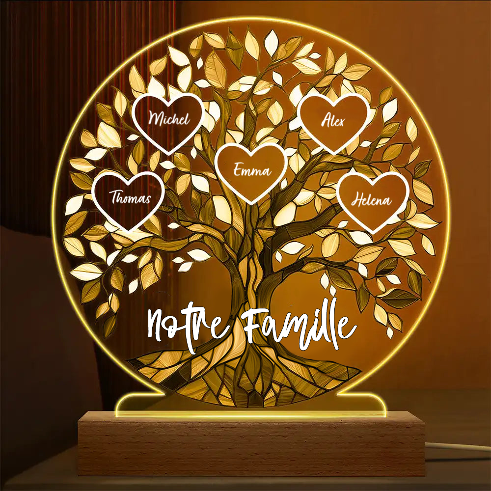 Arbre généalogique - veilleuse LED personnalisée pour la famille