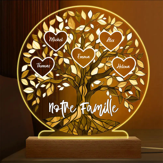 Arbre généalogique - veilleuse LED personnalisée pour la famille