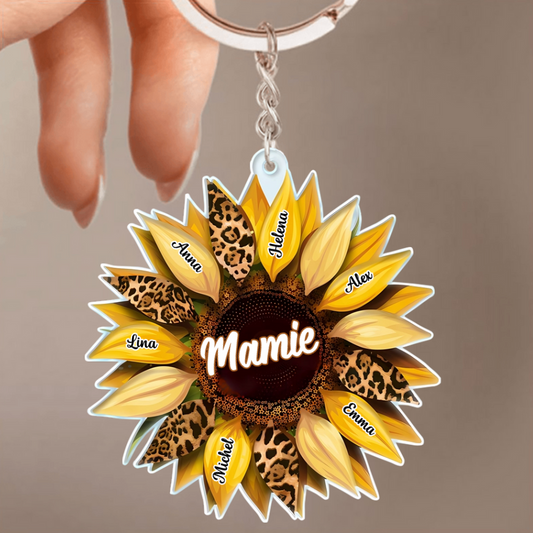 Porte-clés tournesol personnalisé pour maman et mamie