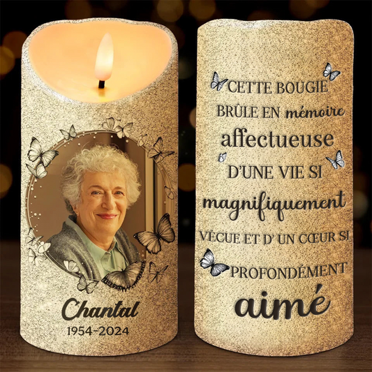 Bougie LED personnalisée avec papillons – Bougie du souvenir