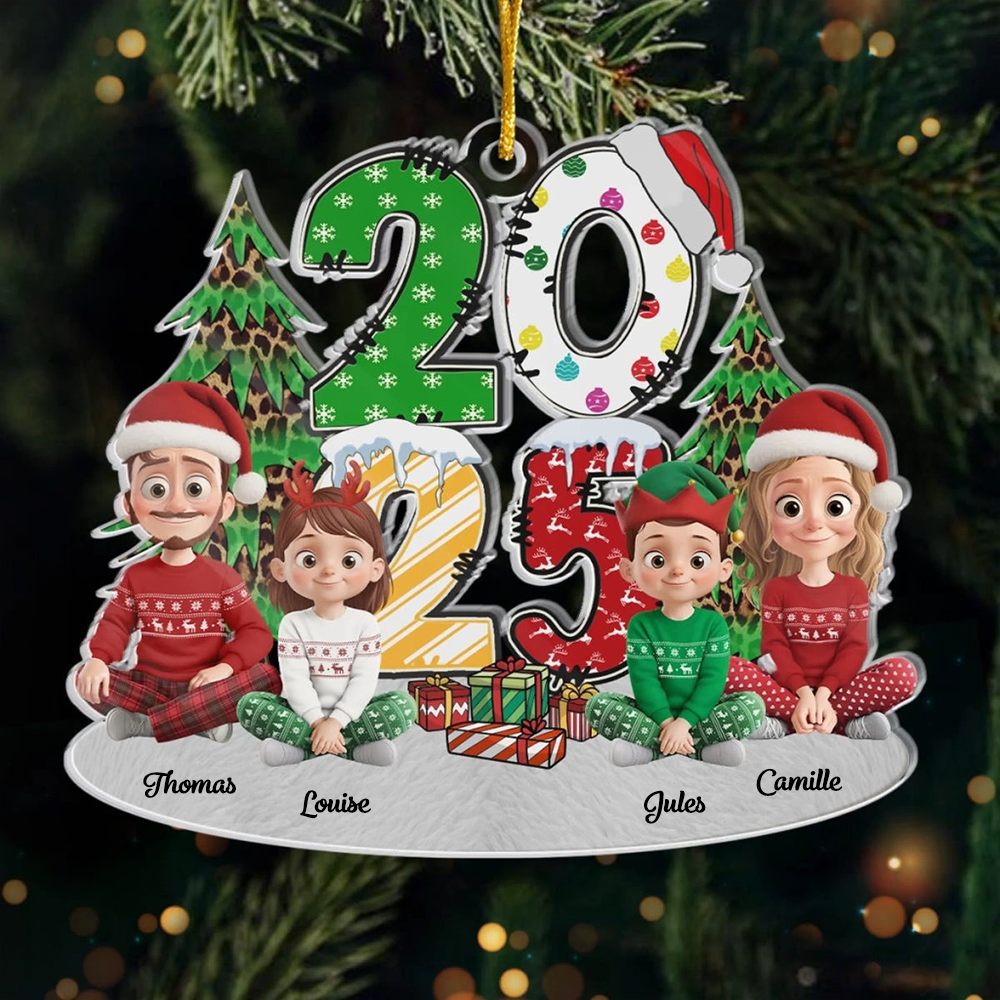 2025 Décoration personnalisée pour sapin de Noël avec famille, ornement en acrylique