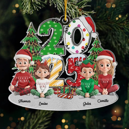 2025 Décoration personnalisée pour sapin de Noël avec famille, ornement en acrylique
