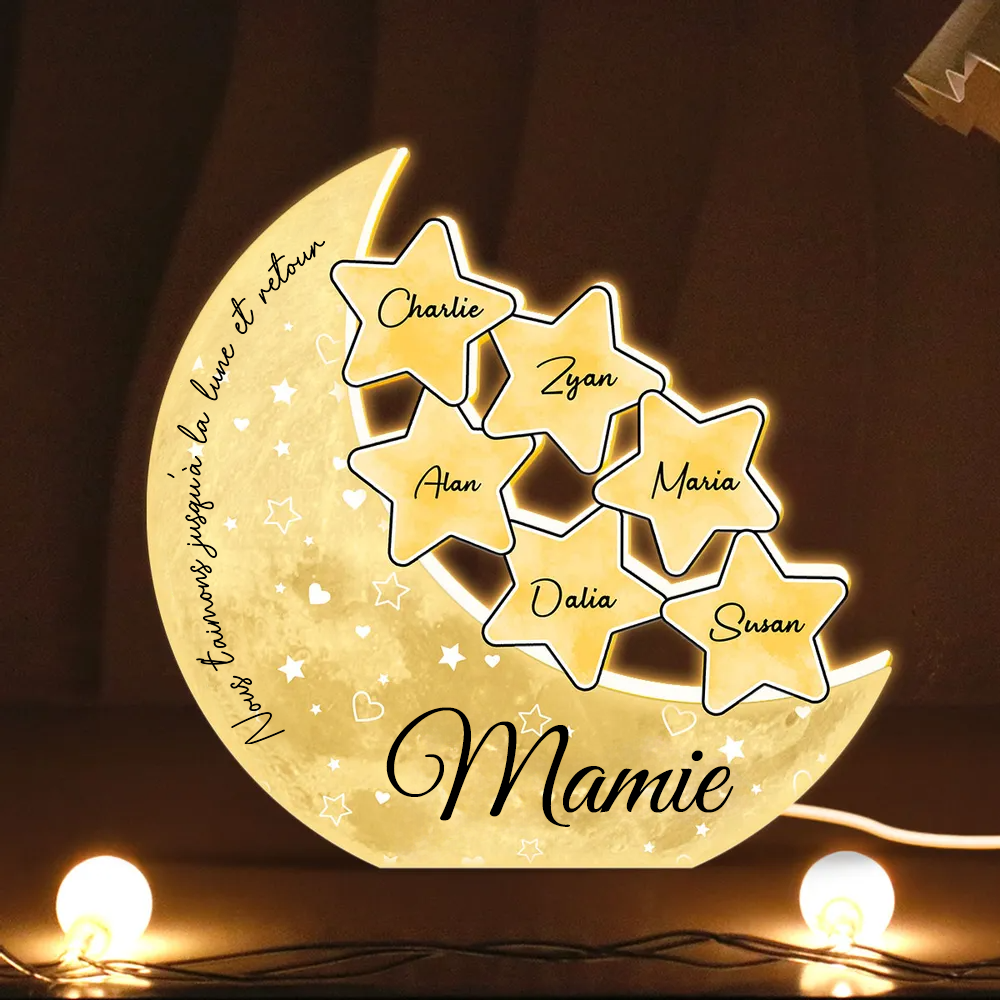 Boîte lumineuse personnalisée avec le nom de maman et grand-mère