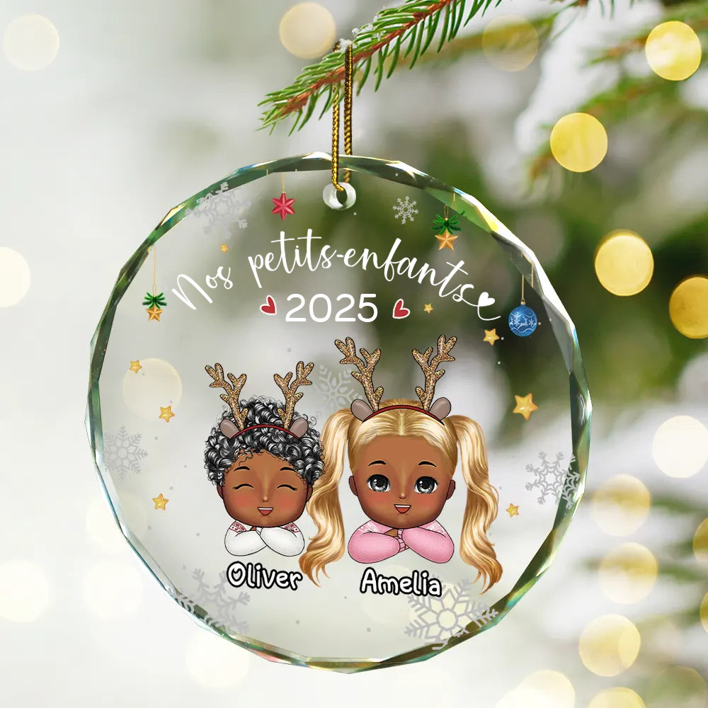 Petits-enfants - Pendentif en verre personnalisé Décoration de Noël pour grand-père et grand-mère