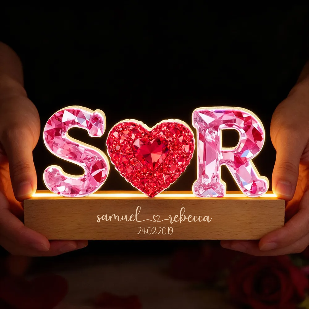 Anniversaire - Veilleuse LED personnalisée avec effet cristal Cadeau pour couple