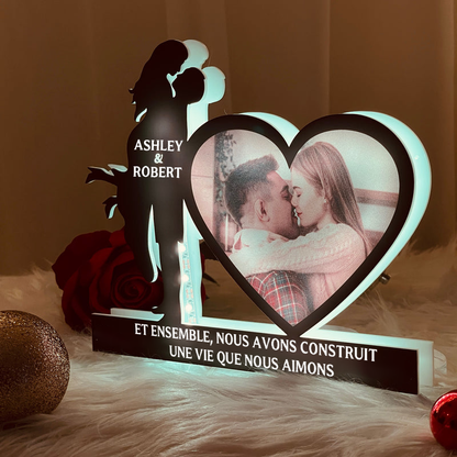 Boîte lumineuse personnalisée avec photo, nom et texte Cadeau pour couple