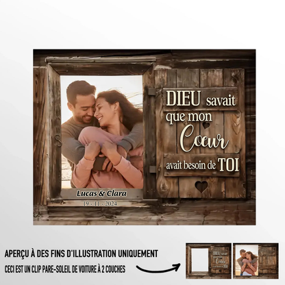 Clip pare-soleil personnalisé avec cadre photo – Cadeau pour couples