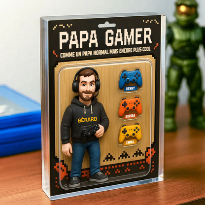 Bloc acrylique personnalisé Gamer Papa