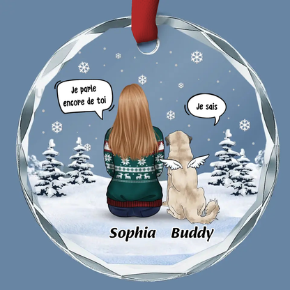 Orement en verre personnalisé Décoration de sapin de Noël Deuil pour chien et chat