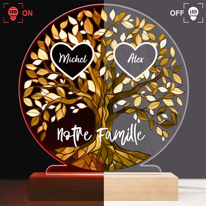 Arbre généalogique - veilleuse LED personnalisée pour la famille