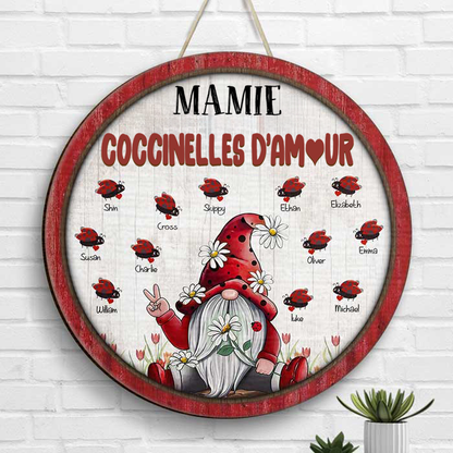 Nain et coccinelle – Panneau en bois personnalisé pour mamie