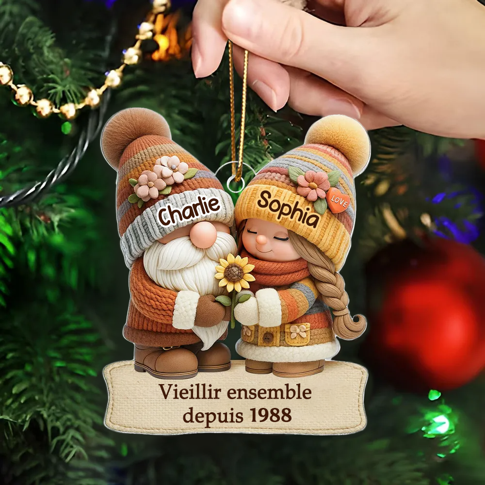 Nain d'automne - Vieillir ensemble - Orement en acrylique avec nom Cadeau pour couple