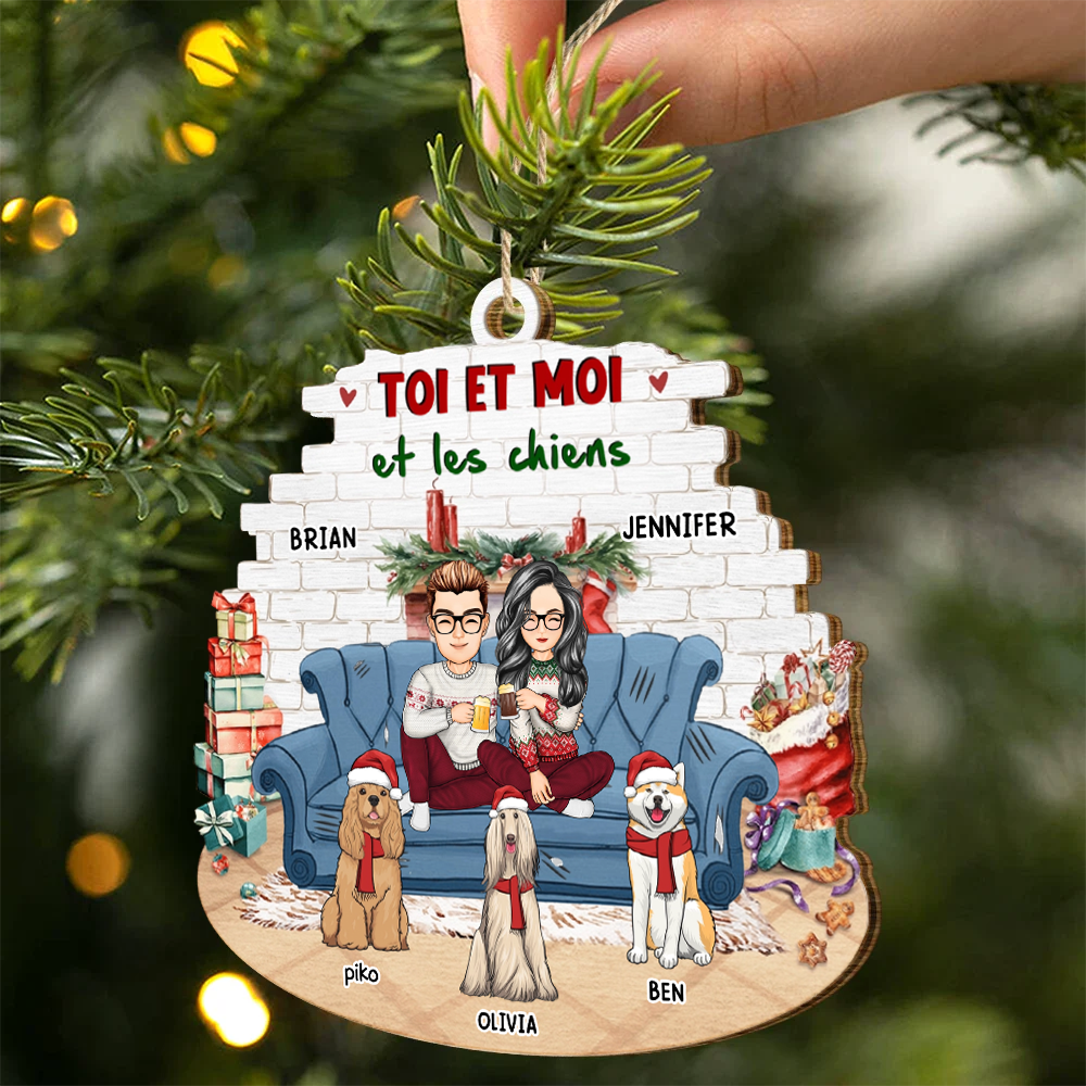 Orement de Noël en bois personnalisée – Cadeau pour couples & amoureux des animaux