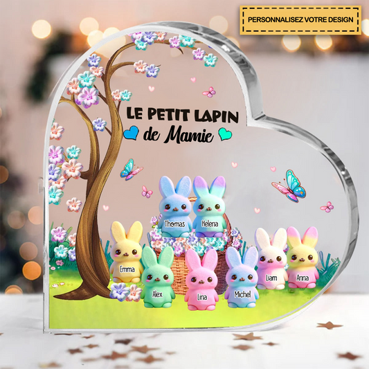 Petit Lapin – Cœur en acrylique cadeau pour mamie et maman