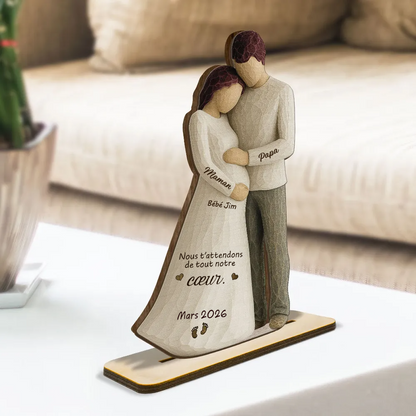 Bébé en route – Décoration en bois personnalisé avec prénom – Cadeau pour future maman