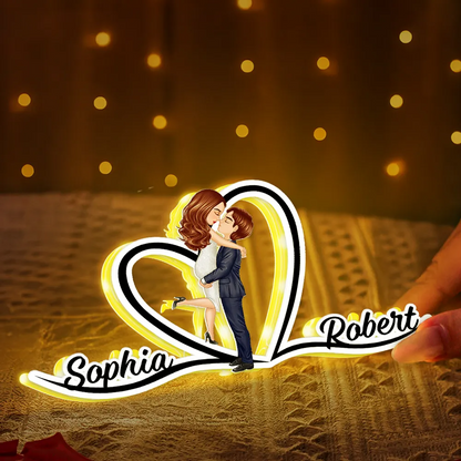 Boîte lumineuse LED personnalisée - Cadeau pour couple / couple LGBT