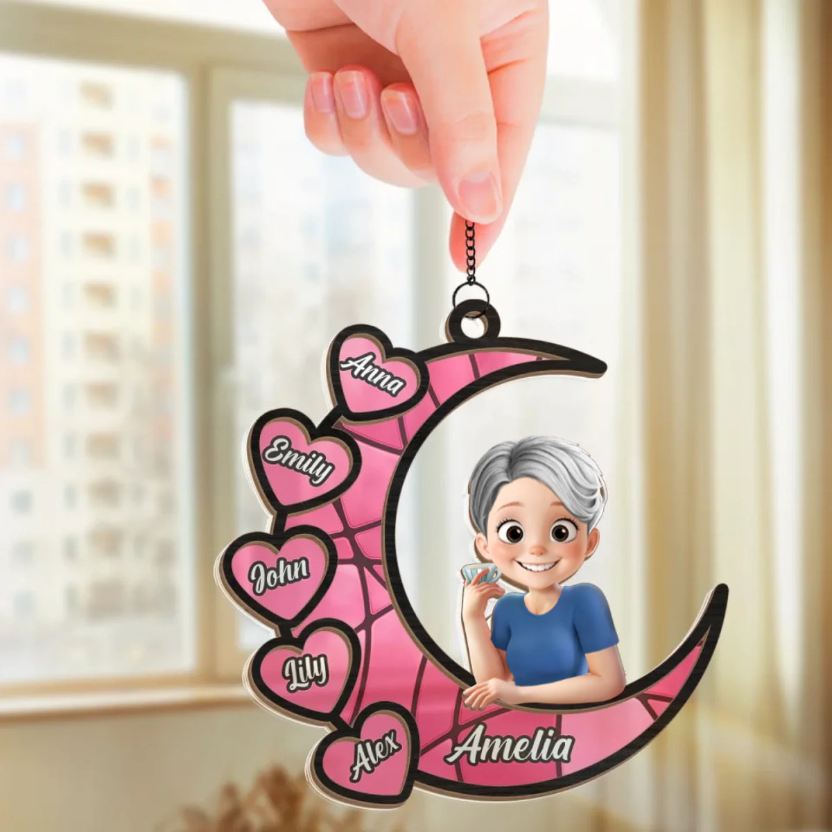 Attrape-soleil personnalisé avec motif de lune – Cadeau pour Mamie et Maman