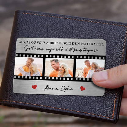 Carte portefeuille personnalisée avec photos et gravure – Pour couple et famille
