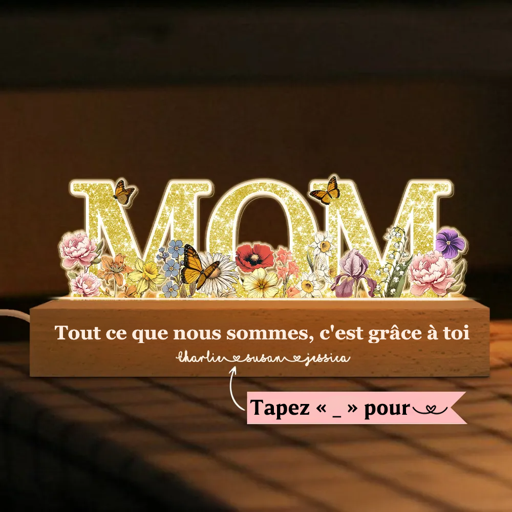 Veilleuses LED avec MAMAN / MAMIE/ MOM Cadeau pour maman et mamie