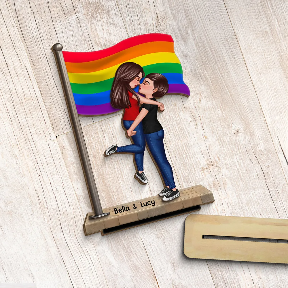Panneau en bois personnalisé à 2 couches avec drapeau – Cadeau pour couple