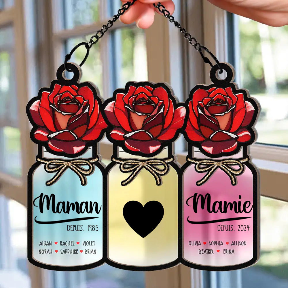 Attrape-soleil personnalisé avec motif de vases – Cadeau pour femme, maman et mamie