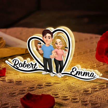 Boîte lumineuse LED personnalisée avec couple et noms Cadeau pour couple