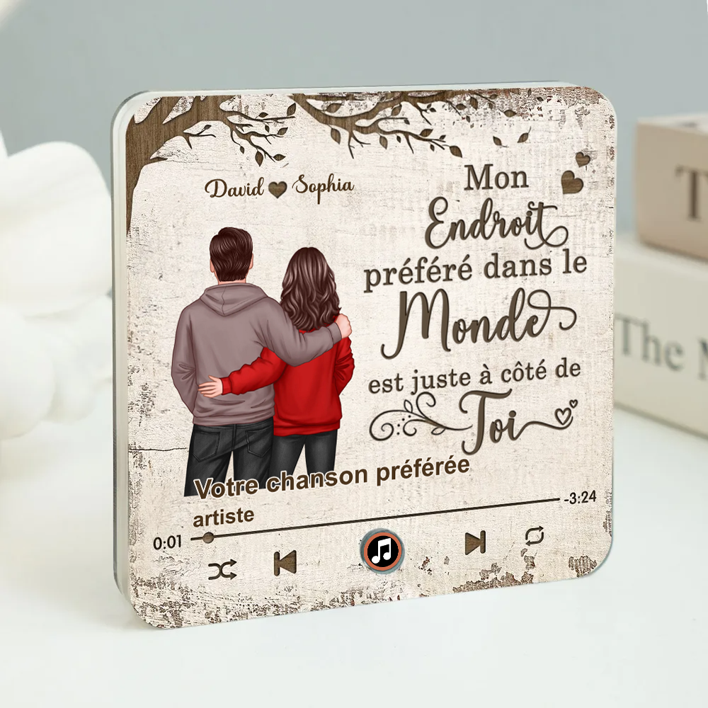Aimant musical pour réfrigérateur avec 2 personnages et citation Cadeau pour couple/couple LGBT