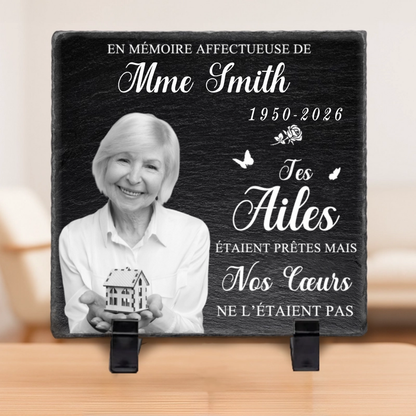 Plaque en ardoise personnalisée avec photo et message, en tendre souvenir – Cadeau commémoratif