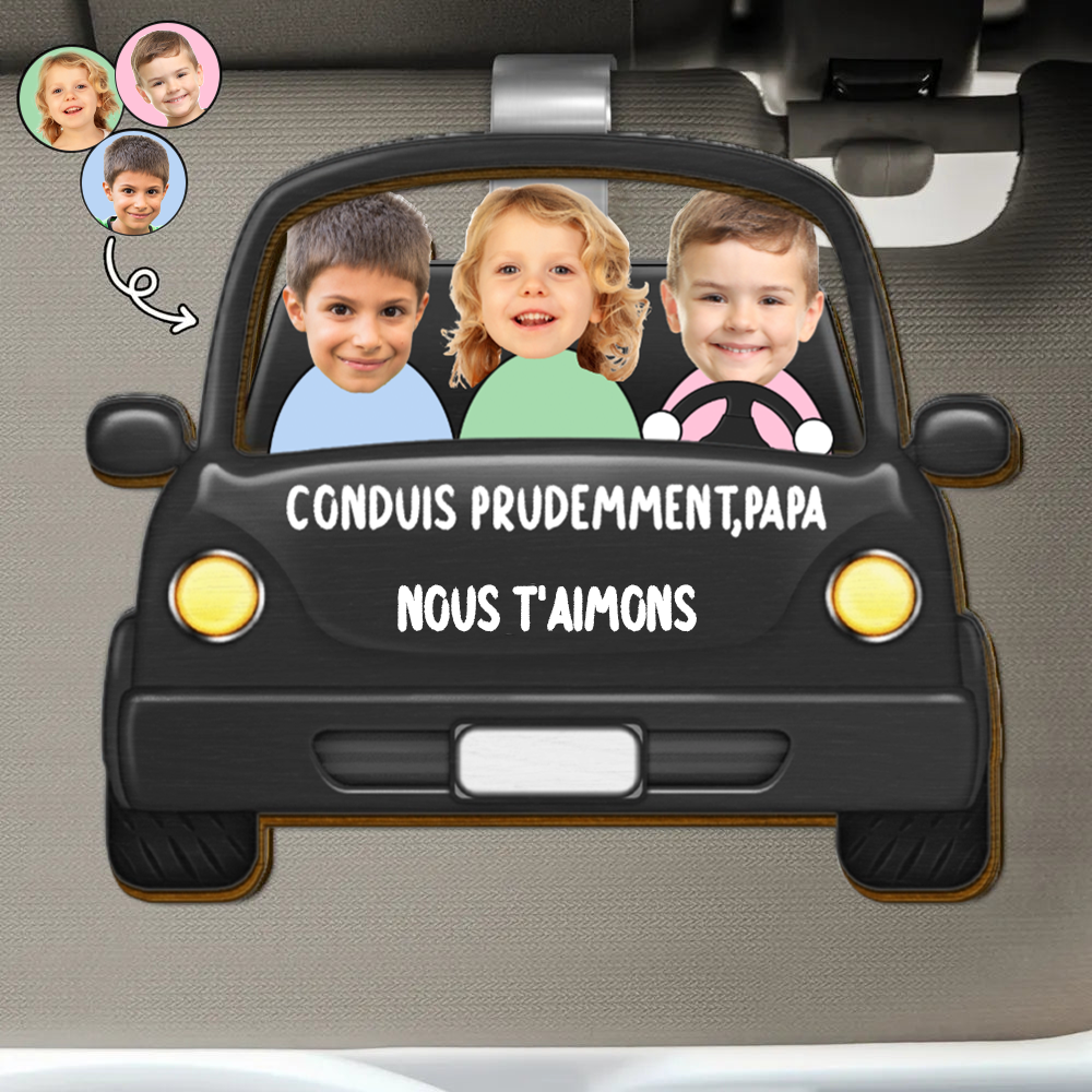 Clip de pare-soleil personnalisé avec 1-3 personnes – Cadeaux pour la famille