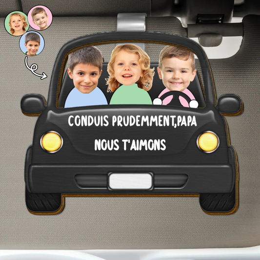 Clip de pare-soleil personnalisé avec 1-3 personnes – Cadeaux pour la famille