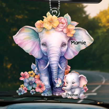 Pendentif personnalisé avec éléphants et prénom