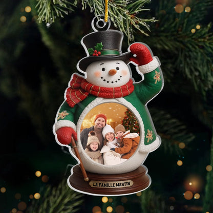 Orement personnalisée pour de Noël avec photo Ornement photo acrylique avec bonhomme de neige