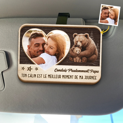 Conduis prudemment – Pince pare-soleil personnalisée avec photo