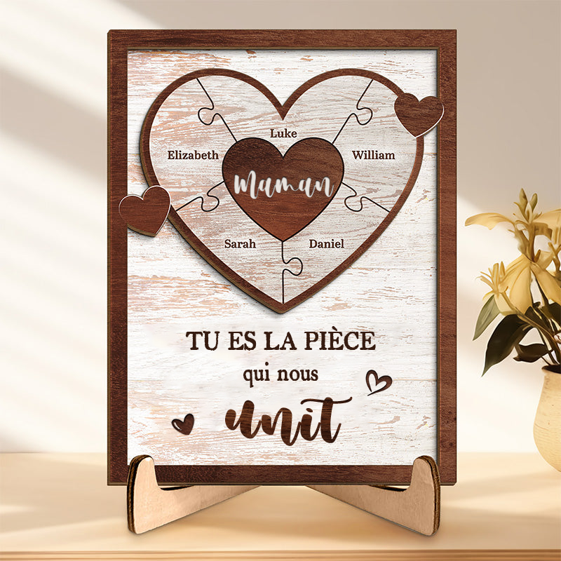 Tableau en bois puzzle personnalisé pour maman, papa, mamie et papi
