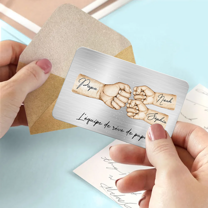 Carte portefeuille personnalisée avec motif poing contre poing – Wallet Card pour papa