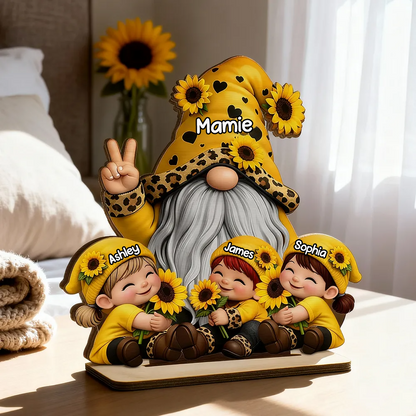 Décoration en bois personnalisé avec mamie et enfants, motif de nain – Cadeau pour mamie