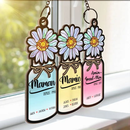 Attrape-soleil personnalisé avec motif de vases – Cadeau pour femme, maman et mamie