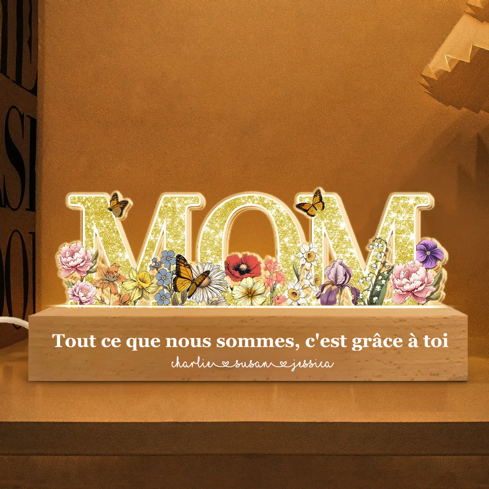 Veilleuses LED avec MAMAN / MAMIE/ MOM Cadeau pour maman et mamie