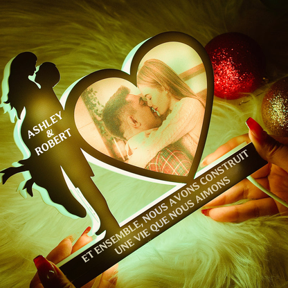 Boîte lumineuse personnalisée avec photo, nom et texte Cadeau pour couple