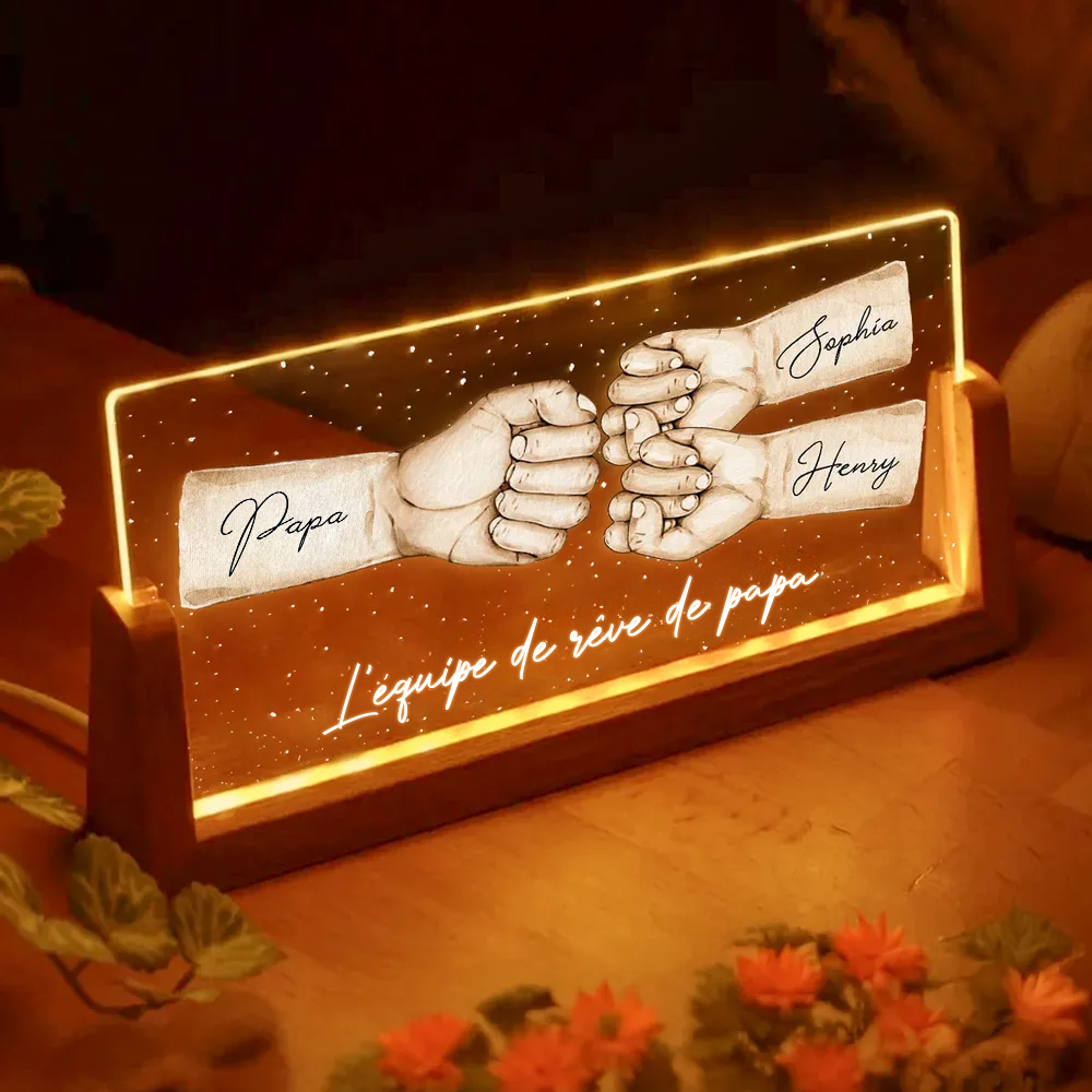 Coup de poing pour papa Veilleuse LED personnalisée avec socle en U