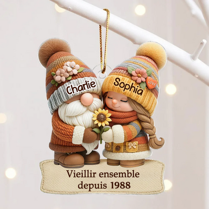 Nain d'automne - Vieillir ensemble - Orement en acrylique avec nom Cadeau pour couple