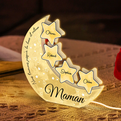 Boîte lumineuse personnalisée avec le nom de maman et grand-mère