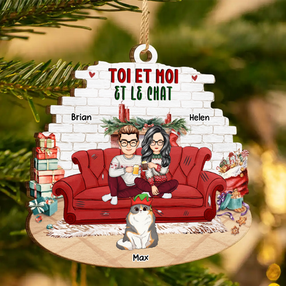 Orement de Noël en bois personnalisée – Cadeau pour couples & amoureux des animaux