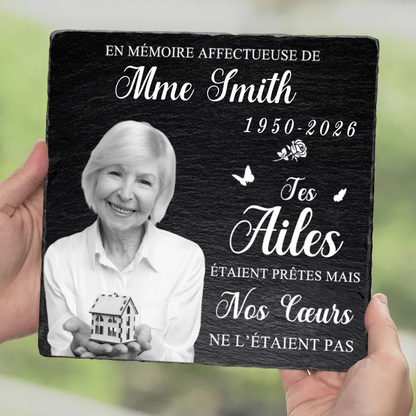 Plaque en ardoise personnalisée avec photo et message, en tendre souvenir – Cadeau commémoratif